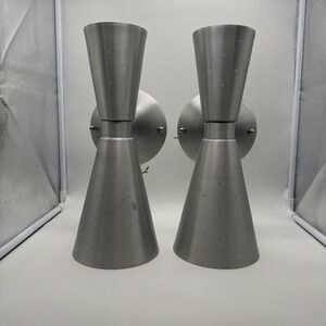 Rejuvenation Galaxy Wall Sconces Modern Silver‎ Metal Lighting Fixture Set Of 2